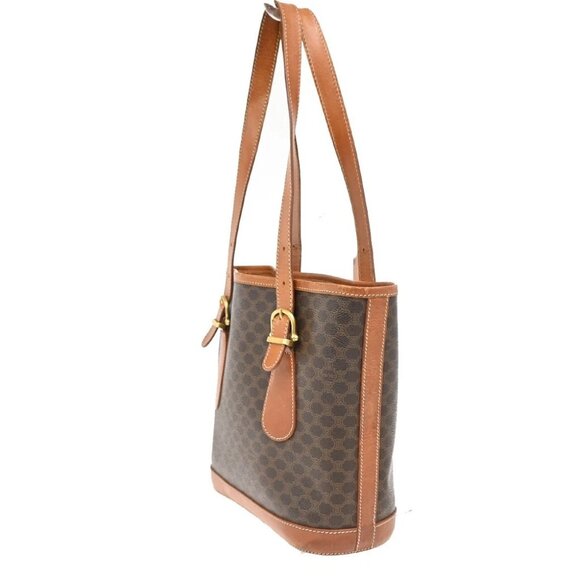 CELINE Logo Macadam Pattern Shoulder Tote Bag PVC Leather Brown Italy - Picture 2 of 14